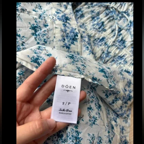 Doen Ashlynn tie-detailed floral-print organic cotton voile midi dress NWOT S - Picture 6 of 7